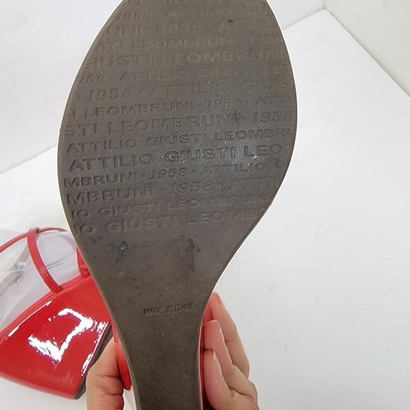 AGL ATTILIO GIUSTI LEOMBRUNI WEDGES SANDALS RED PATENT LEATHER SIZE 40 - Picture 10 of 14